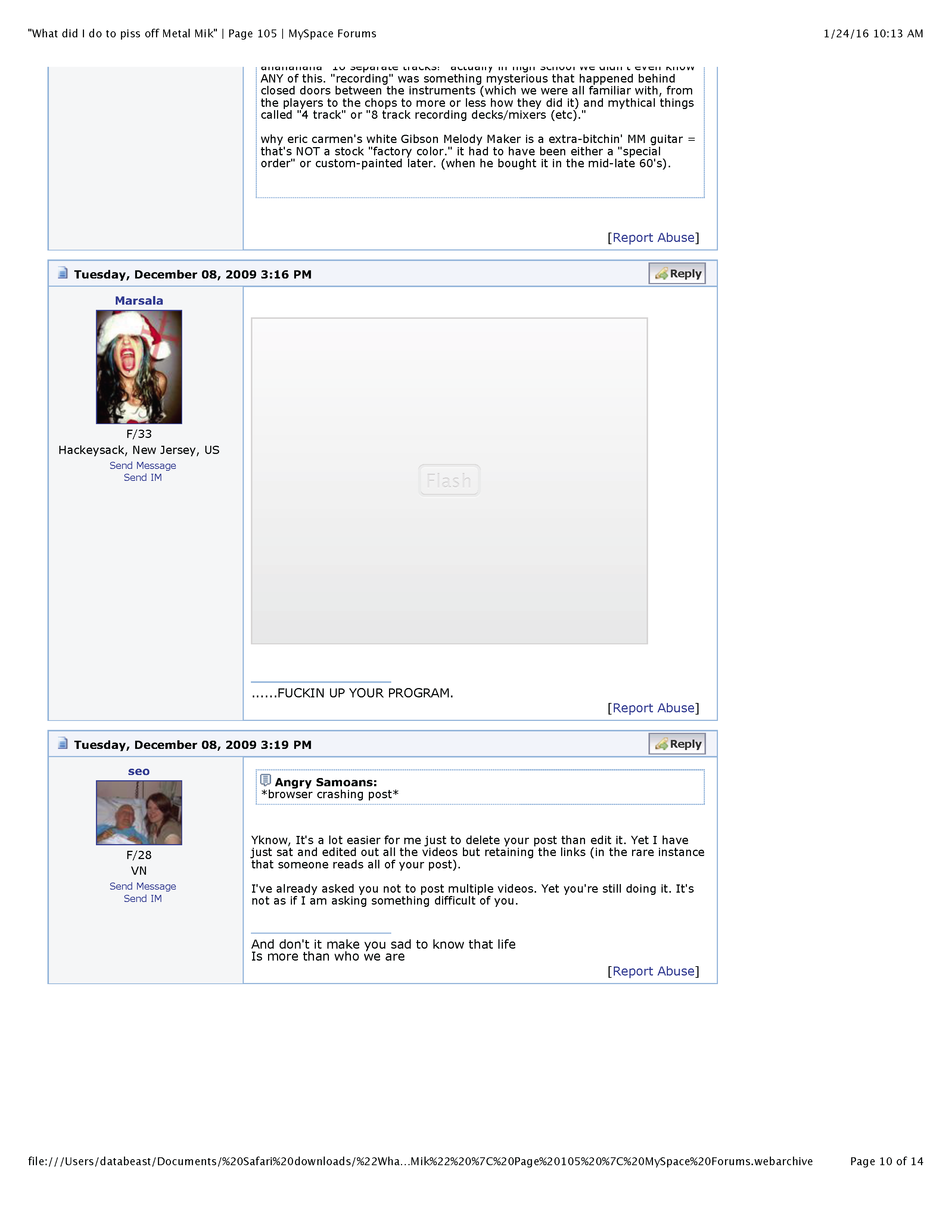 ./PROFESSIONAL HACKER-TYPE DUDE - 1 - 'What did I do to piss off Metal Mike' - Page 105 - MySpace Forums_Page_10.png